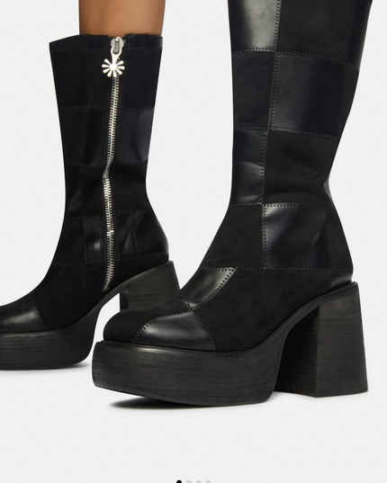 Delia’s Dolls Kill patchwork platform go go boots 🤩