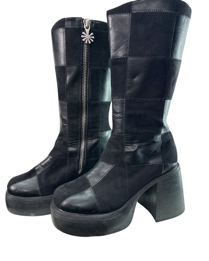 Delia’s Dolls Kill patchwork platform go go boots 🤩