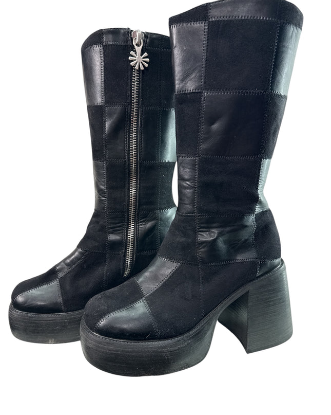 Delia’s Dolls Kill patchwork platform go go boots 🤩