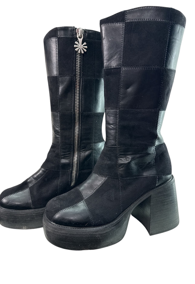 Delia’s Dolls Kill patchwork platform go go boots 🤩